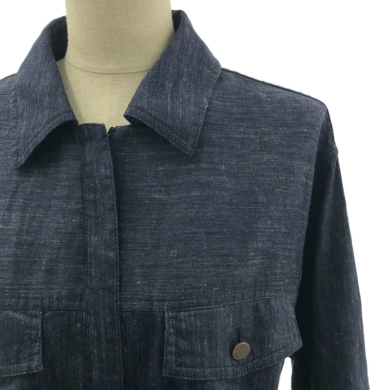 EPOCA / エポカ | リネン レーヨン ストレッチ シャツカラー ドレス ワンピース | 40 | レディース