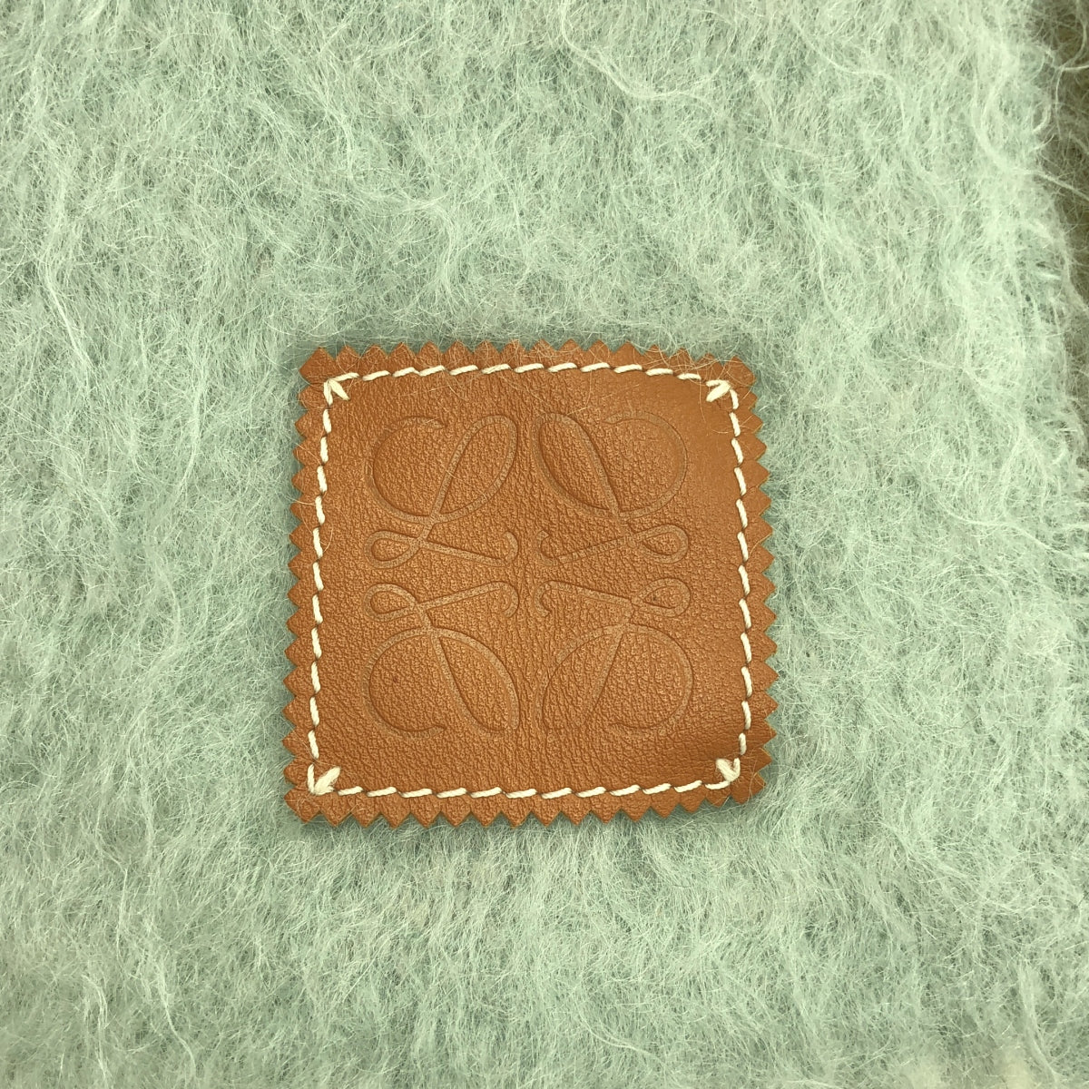 [狀況良好] LOEWE |羊毛馬海毛 Anagram 皮革貼片流蘇條紋圍巾圍巾 |多色 |女性的