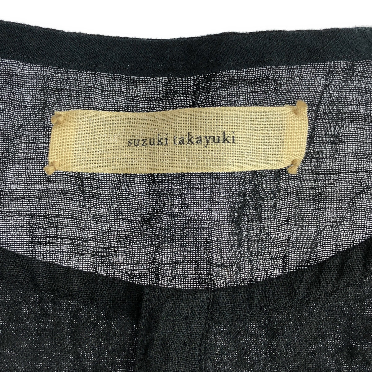 suzuki takayuki / suzuki takayuki | gauze shirt cotton hemp gauze henley neck pullover shirt | black | men's