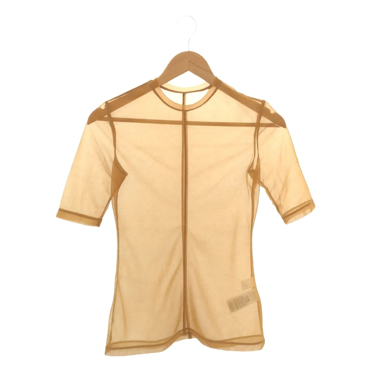 [新] Mame Kurogouchi | 2023SS |大理石印花格子透明圓領上衣剪裁和縫製 | 2 |棕色 |女性的