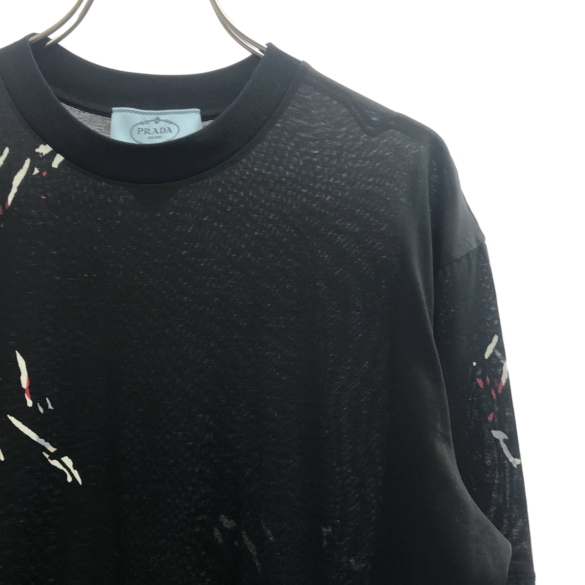 PRADA / プラダ | 2018SS | トライアングル 三角ロゴパッチ リッププリント 切替 ワンピース | S | レディース