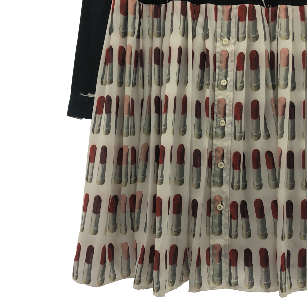 PRADA / プラダ | 2018SS | トライアングル 三角ロゴパッチ リッププリント 切替 ワンピース | S | レディース