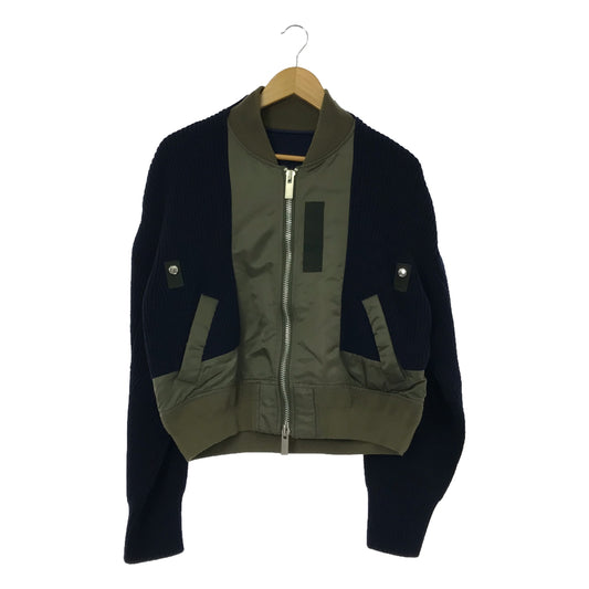 sacai | Mixed Material MA-1 Knit Docking Bomber Jacket / Blouson | 2 | Women's
