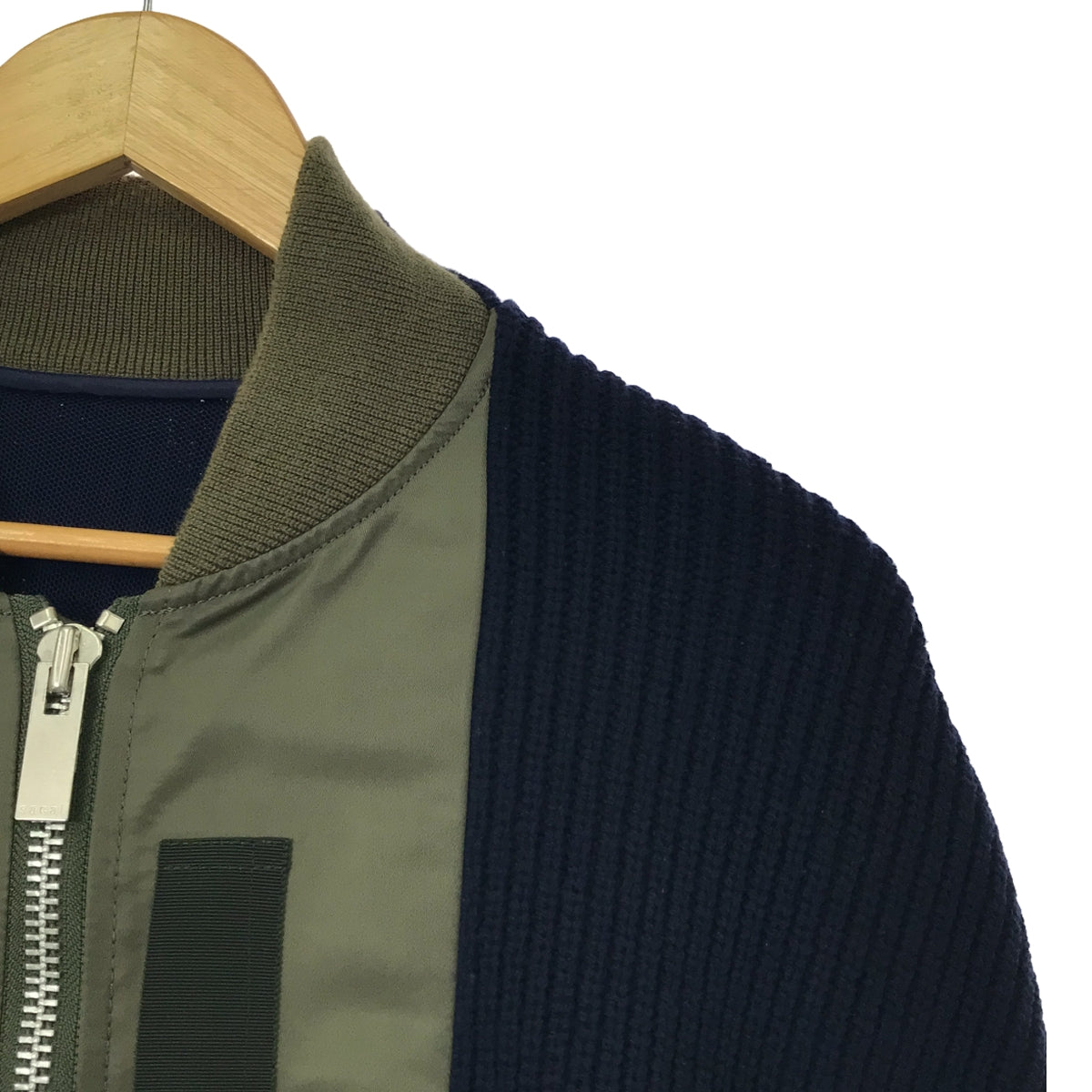 sacai / 사카이 | 다른 소재 MA-1 니트 도킹 봄버 재킷 / 블루존 | 2 | 여성