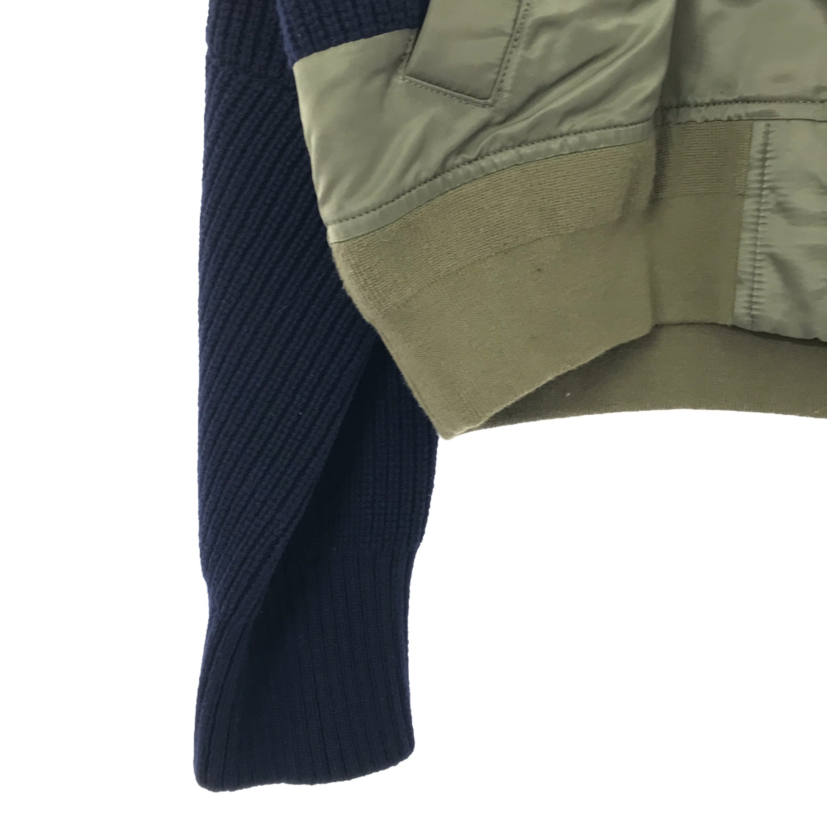 sacai / 사카이 | 다른 소재 MA-1 니트 도킹 봄버 재킷 / 블루존 | 2 | 여성
