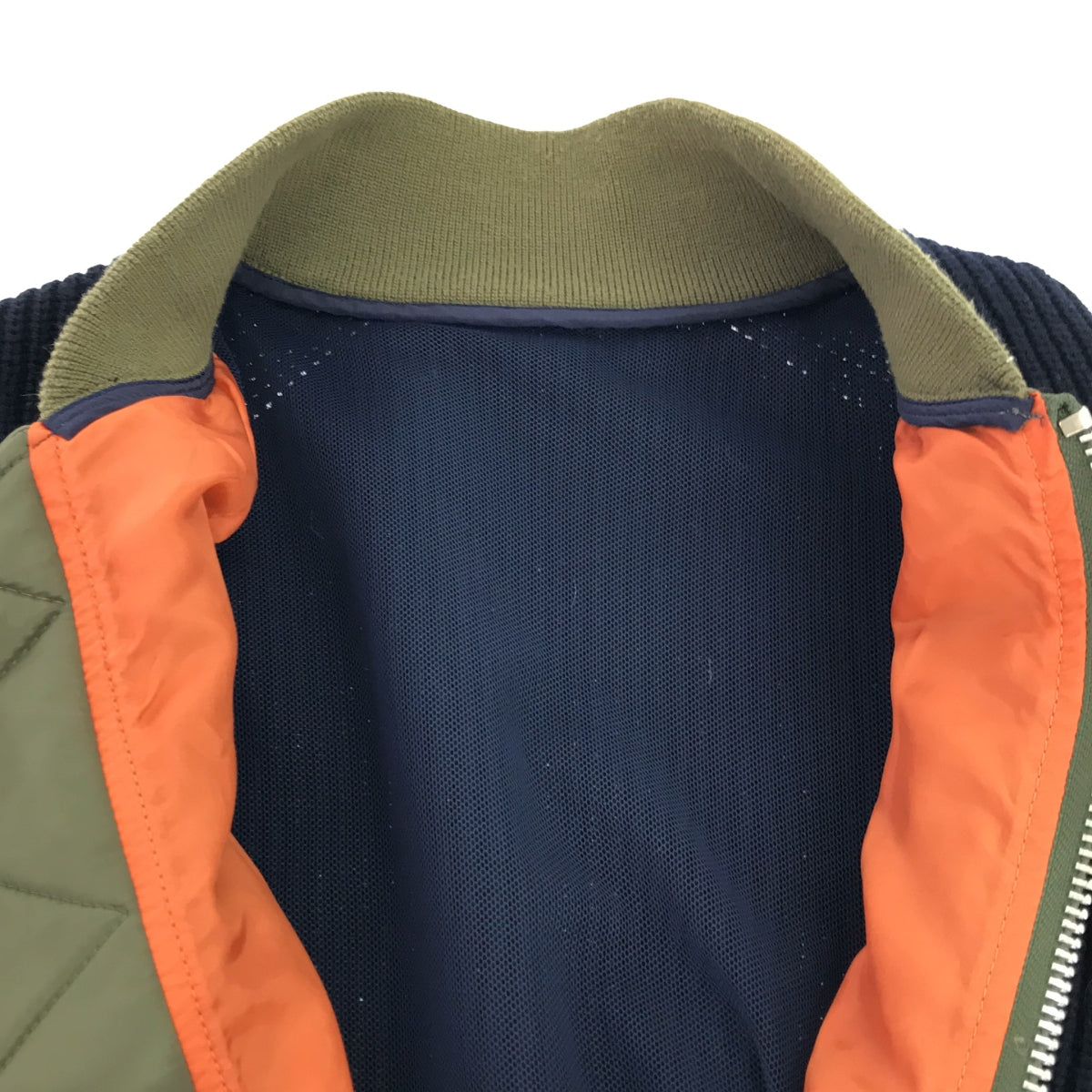 sacai / 사카이 | 다른 소재 MA-1 니트 도킹 봄버 재킷 / 블루존 | 2 | 여성