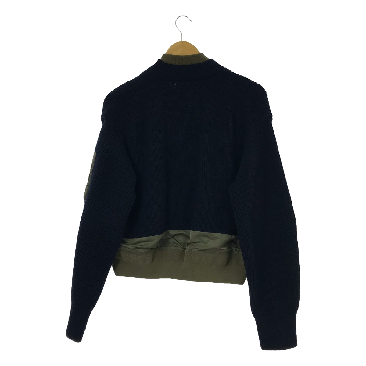 sacai / 사카이 | 다른 소재 MA-1 니트 도킹 봄버 재킷 / 블루존 | 2 | 여성