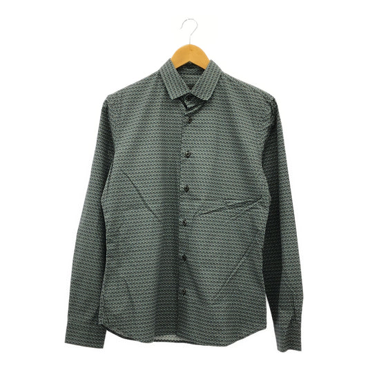 PRADA | Wide collar all-over print cotton shirt | Size 38 | Men's