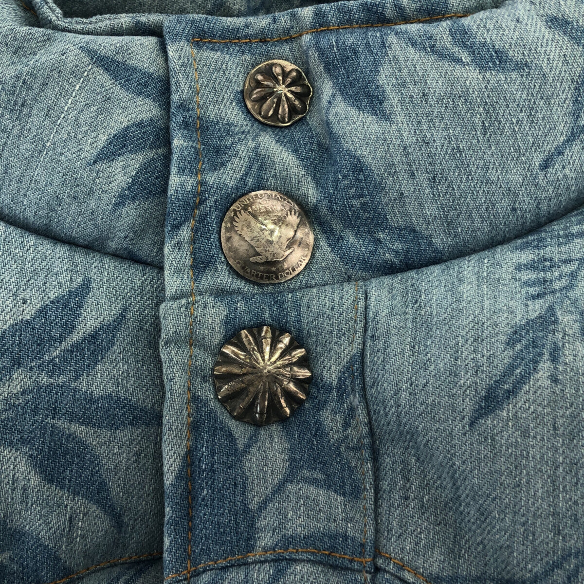 Ron Herman | Concho Button Denim Down Jacket / Fully Lined | M | Indigo | Men's