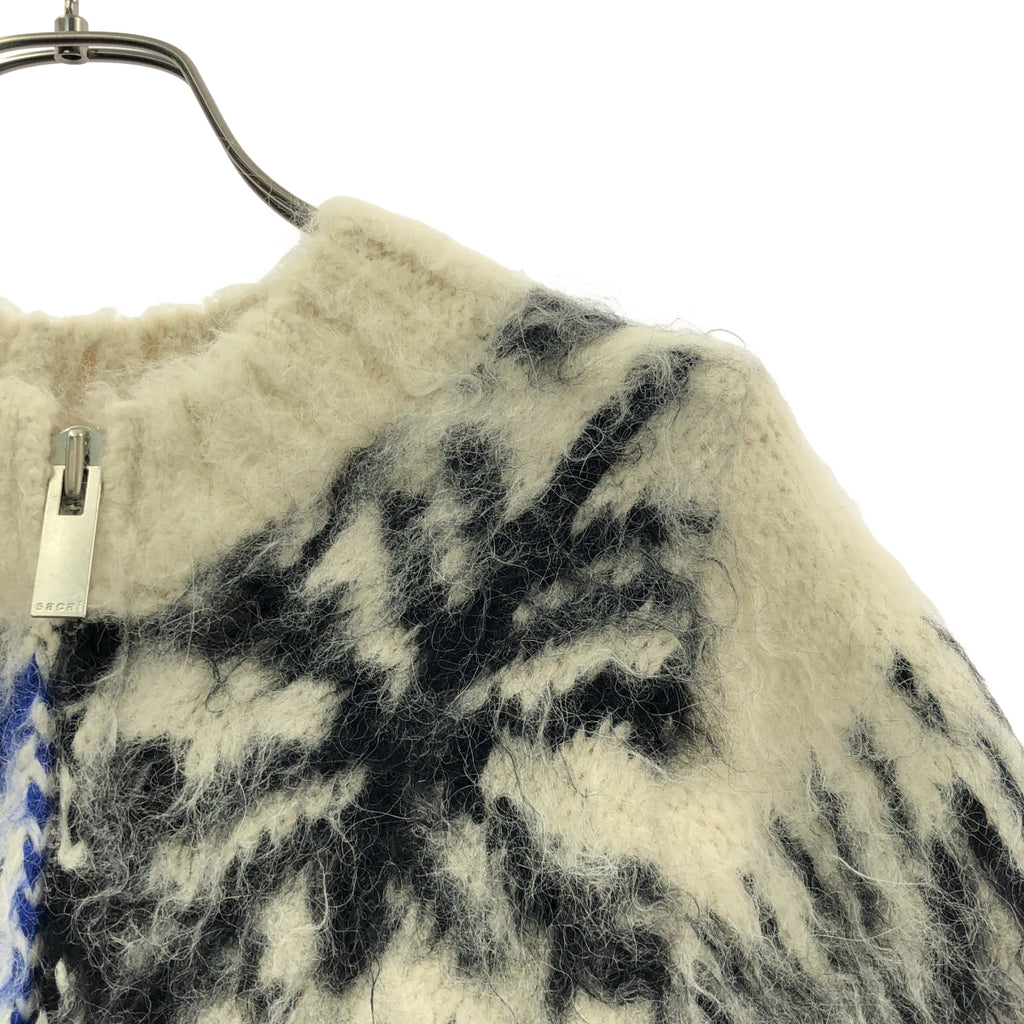 sacai / サカイ | 2024AW | アルパカ混 ジャガード ショートスリーブ ジップアップ ニットカーディガン | 1 | レディース