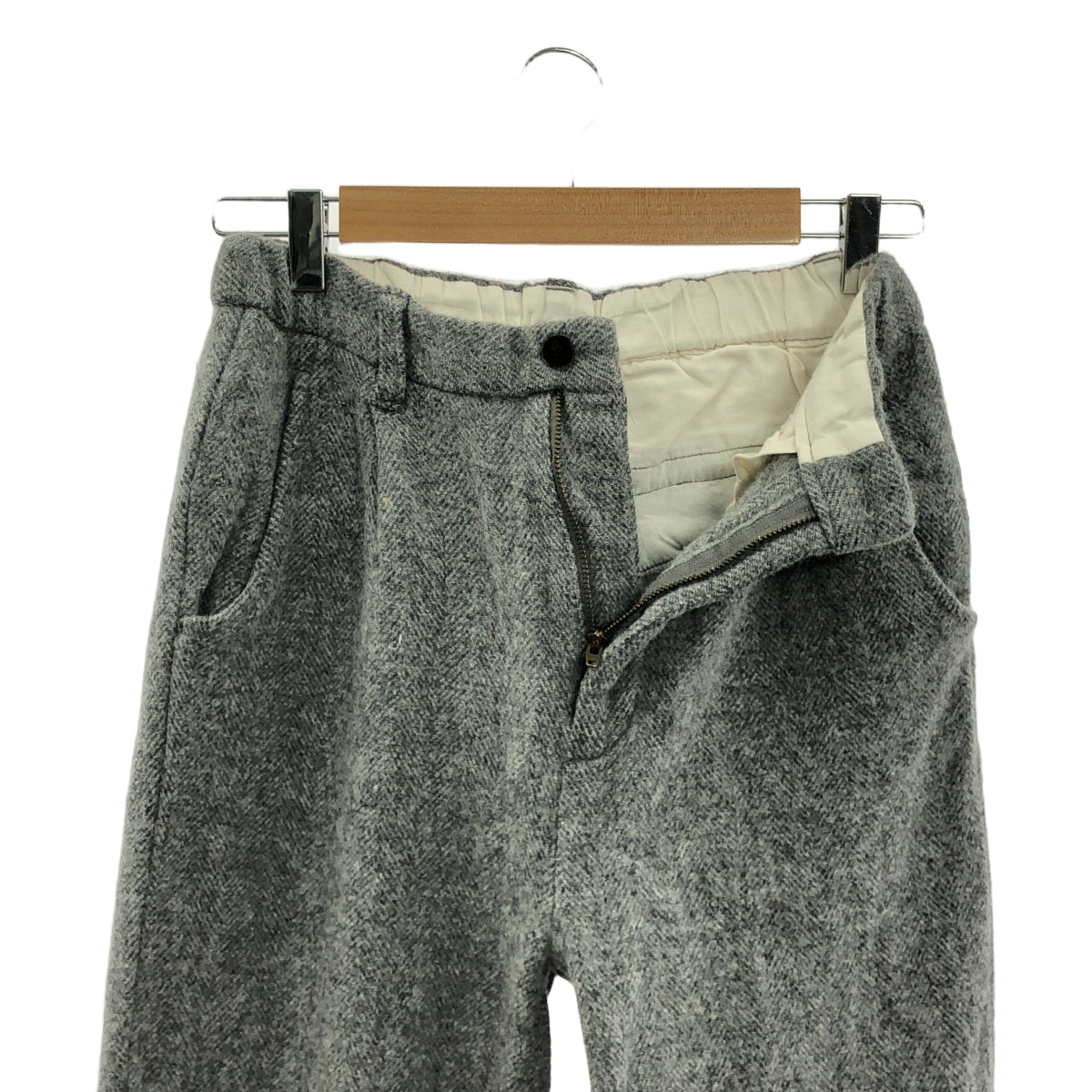 UNIVERSAL TISSU | 2023AW | 原廠羊毛人字紋慢跑褲 | 1 | 灰色 | 女款