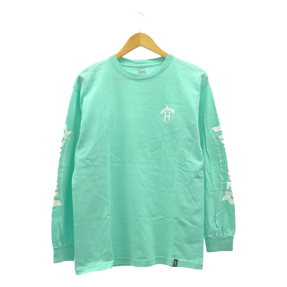 HUF / ハフ | ロゴスリーブ クルーネック カットソー | M | ターコイズブルー系 | メンズ