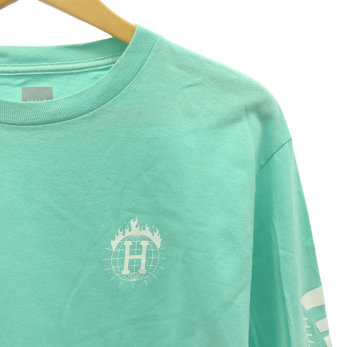 HUF / ハフ | ロゴスリーブ クルーネック カットソー | M | ターコイズブルー系 | メンズ