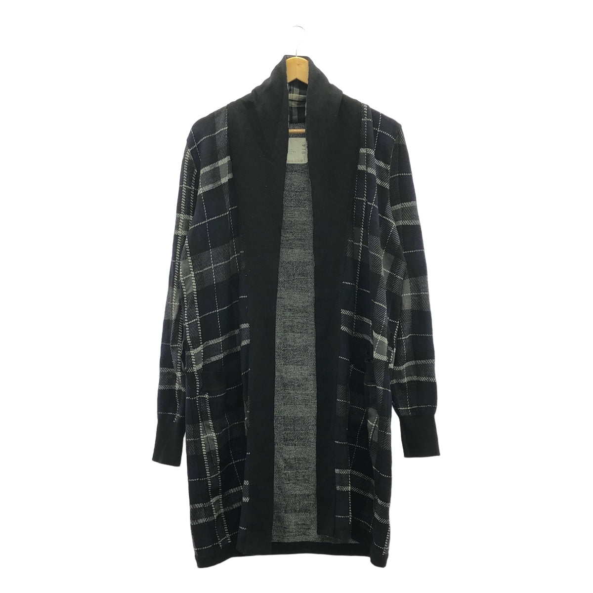 sacai / 사카이 | 울 혼합 리브 전환 체크 롱 가디건 가운 코트 | 1 | 남성