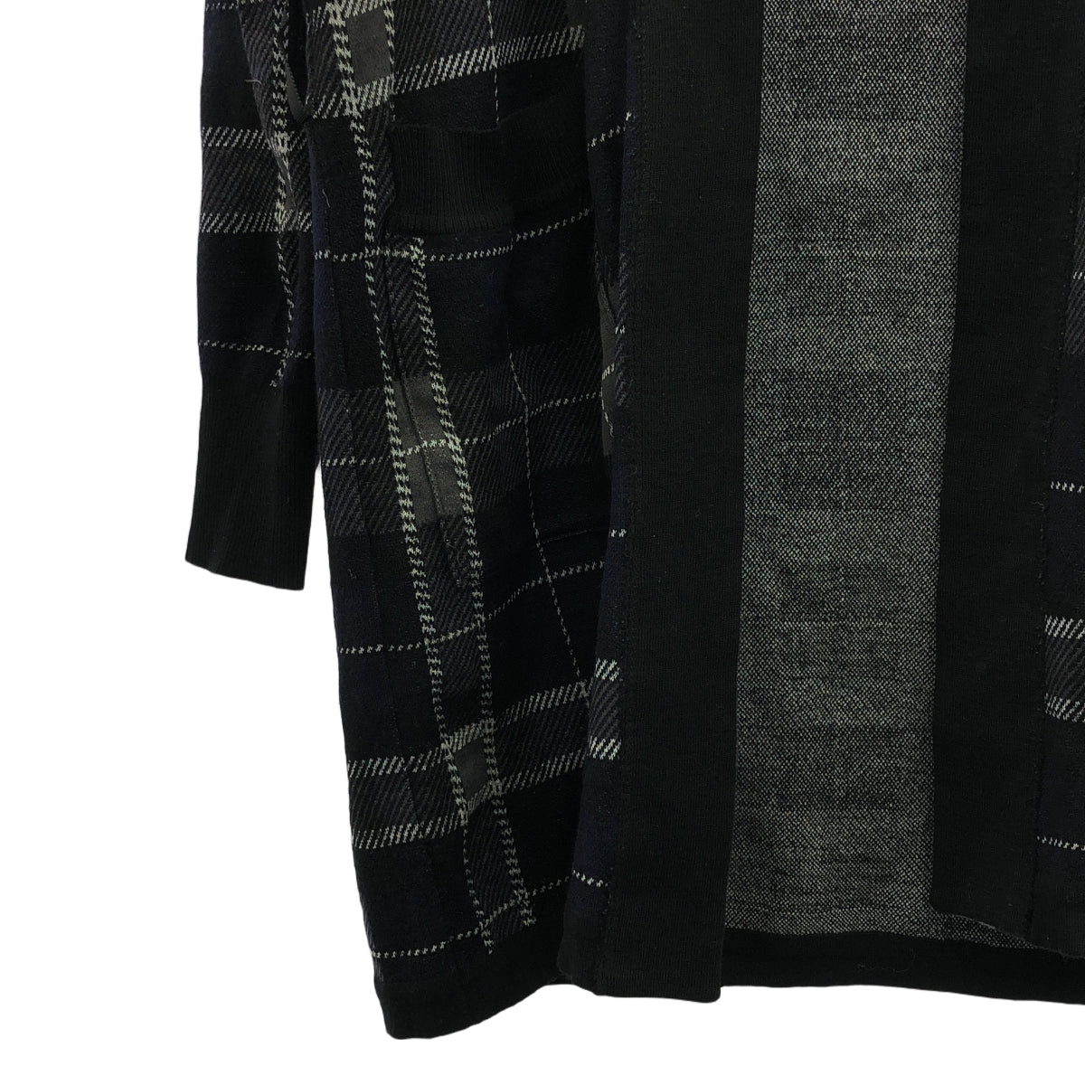 sacai / 사카이 | 울 혼합 리브 전환 체크 롱 가디건 가운 코트 | 1 | 남성
