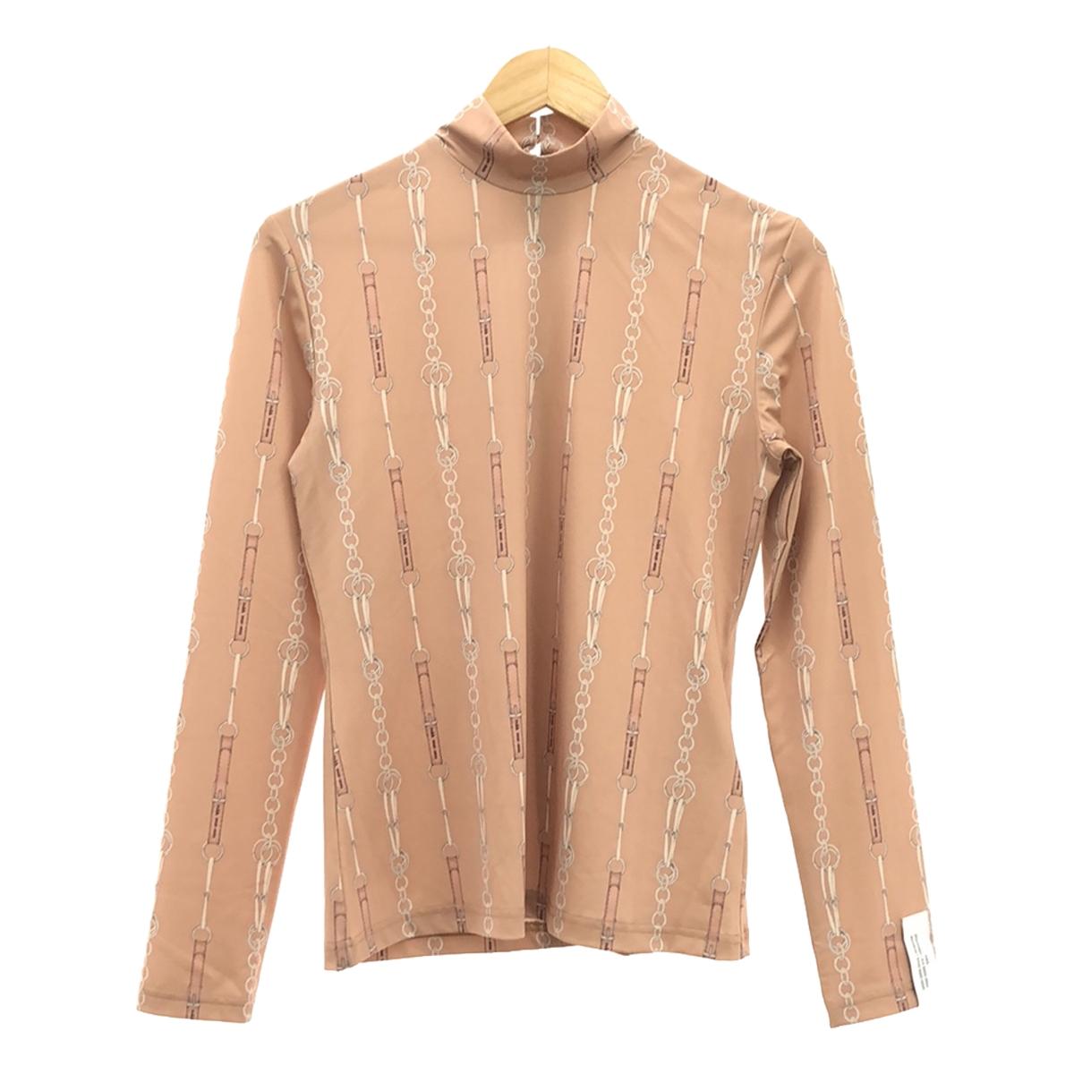 [Good Condition] Rokh | Bit Chain All-Over Print High Neck Cut and Sew | M | Beige | Women's