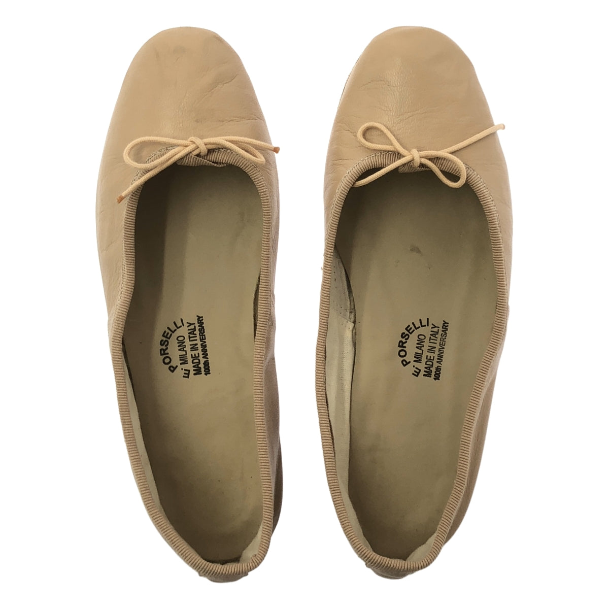 E.PORSELLI / ポルセリE | レザー リボン フラット バレエシューズ