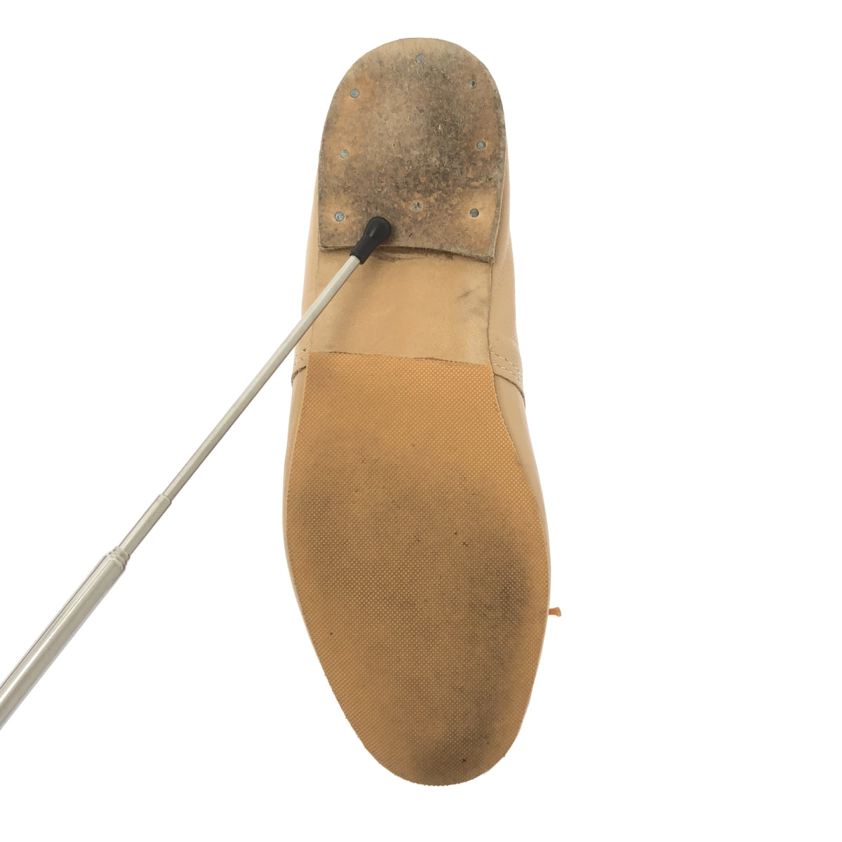 E.PORSELLI | 皮革緞帶平底芭蕾平底鞋 | 米色 | 女款