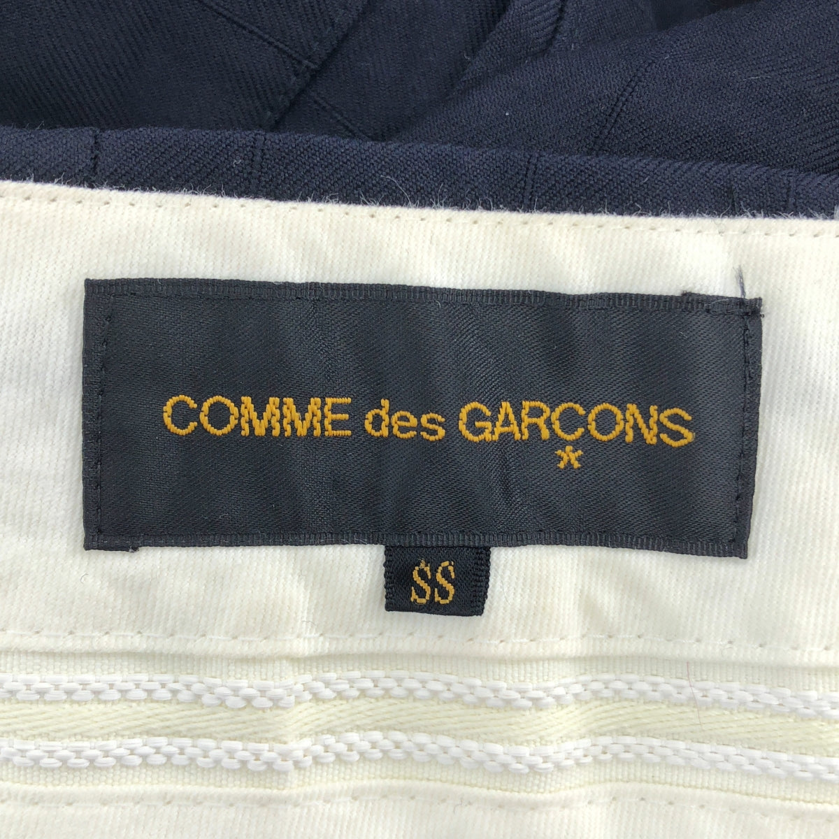 COMME des GARCONS / 콤데 갤슨 | 2006AW | 스트라이프 튤 개더 프릴 장식 와이드 팬츠 | SS | 네이비 / 블랙 | 여성