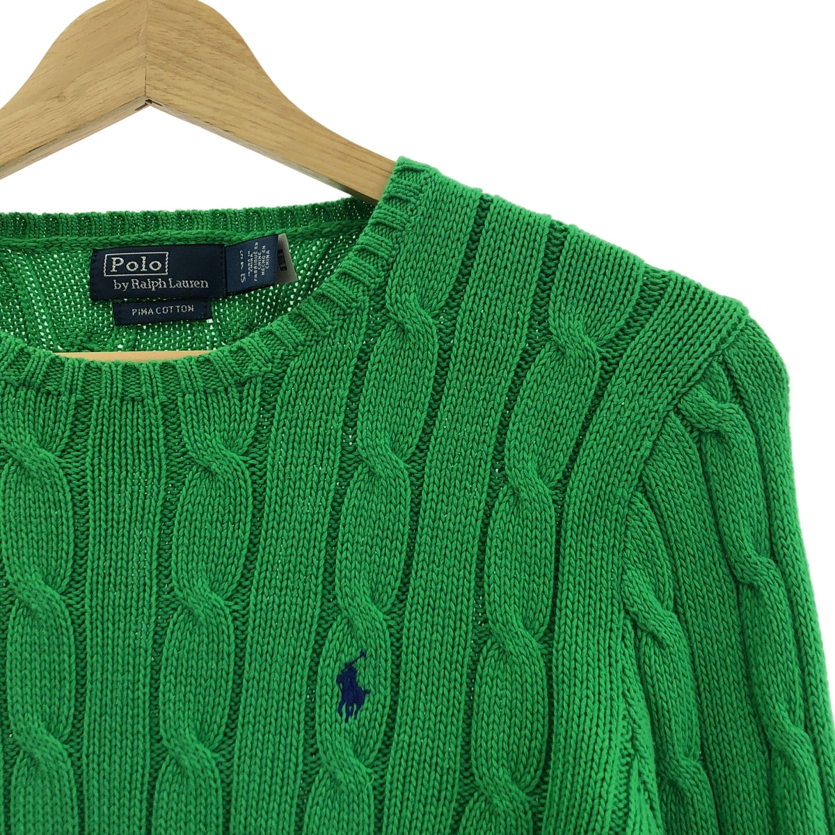 POLO RALPH LAUREN / 폴로랄프로렌 | 코튼 원포인트 포니 케이블 니트 스웨터 | S |