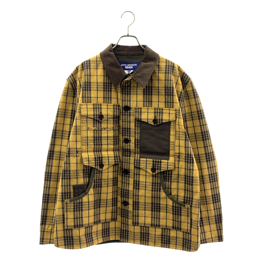 JUNYA WATANABE MAN / 준야와타나베만 | 2024AW | 코튼 체크 엘보 패치 셔츠 재킷 | M | 남성