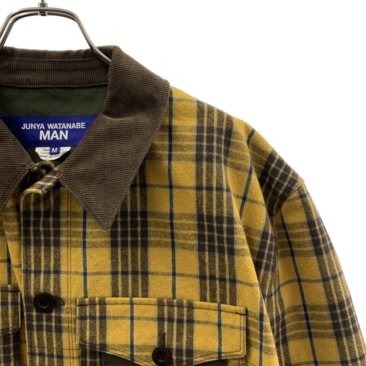 JUNYA WATANABE MAN / 준야와타나베만 | 2024AW | 코튼 체크 엘보 패치 셔츠 재킷 | M | 남성