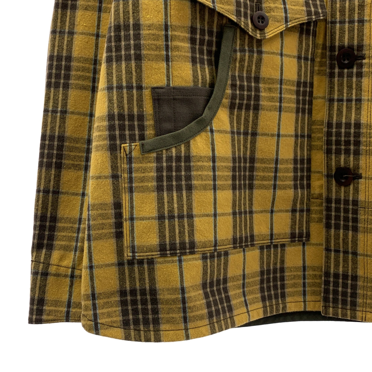 JUNYA WATANABE MAN / 준야와타나베만 | 2024AW | 코튼 체크 엘보 패치 셔츠 재킷 | M | 남성