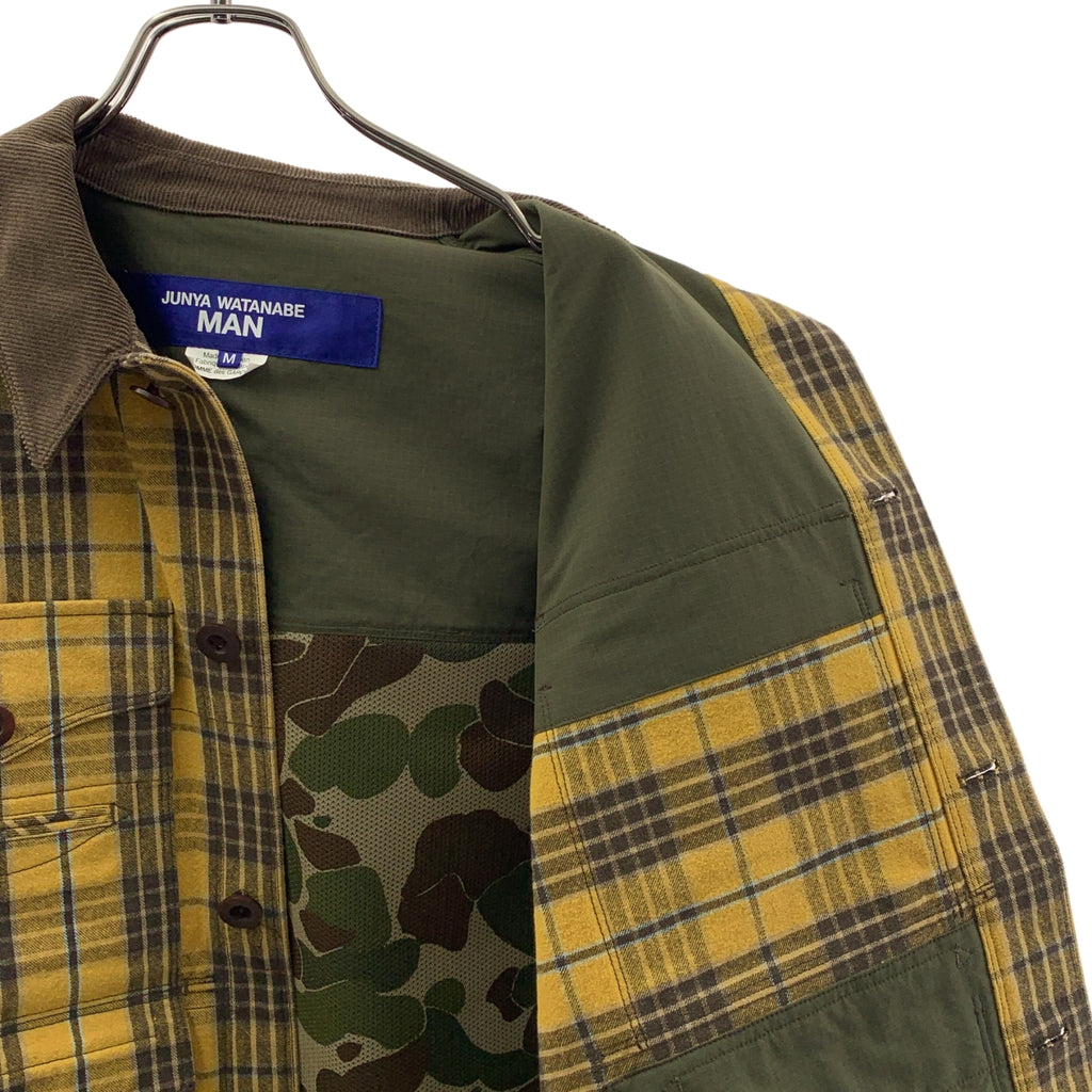 JUNYA WATANABE MAN / 준야와타나베만 | 2024AW | 코튼 체크 엘보 패치 셔츠 재킷 | M | 남성