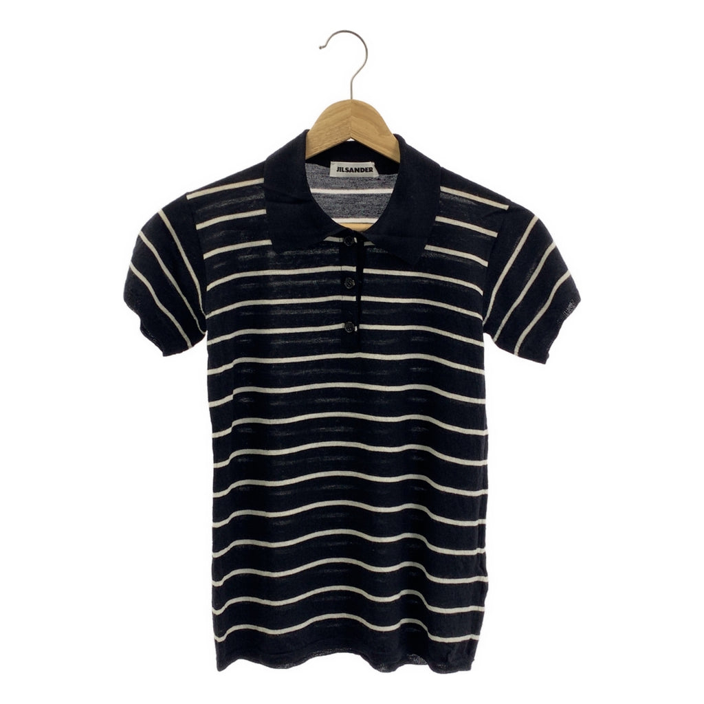 JIL SANDER / ジルサンダー | ウール ボーダー ポロ ニット | 38 | レディース