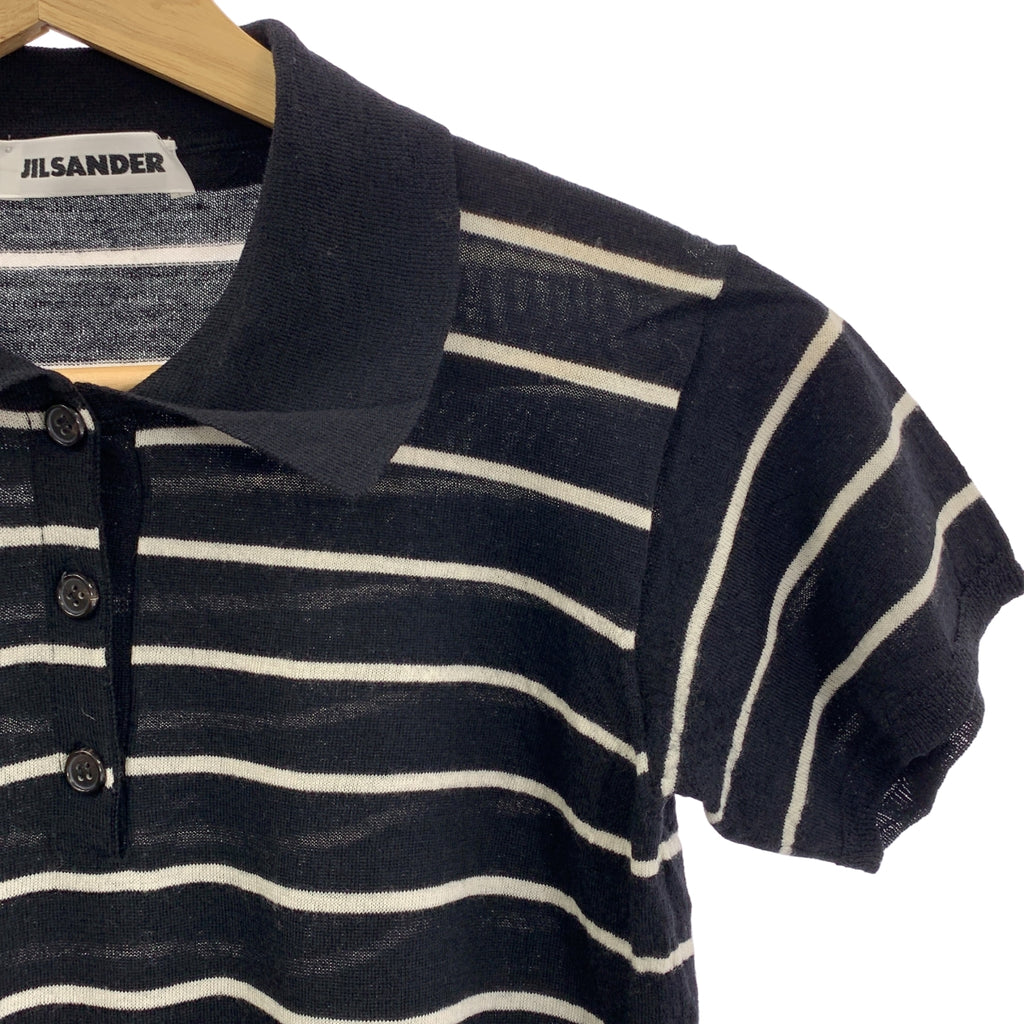 JIL SANDER / ジルサンダー | ウール ボーダー ポロ ニット | 38 | レディース