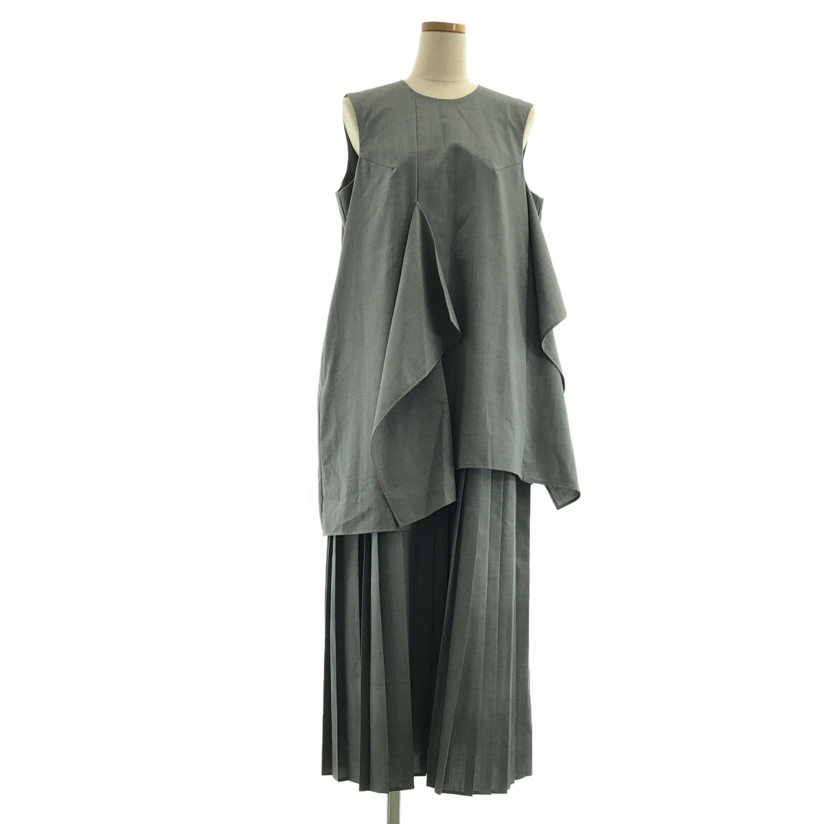ENFOLD / 엠 폴드 | 2024AW | SQUARE DRAPE DRESS 스퀘어 드레이프 드레스 원피스 | 38 |