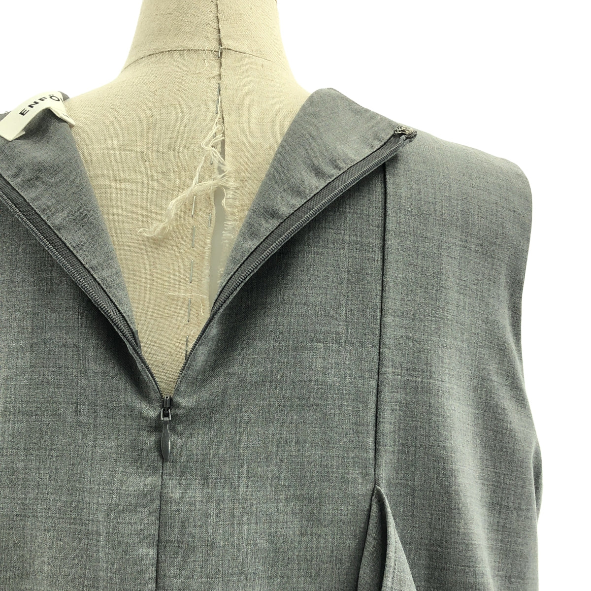 ENFOLD / 엠 폴드 | 2024AW | SQUARE DRAPE DRESS 스퀘어 드레이프 드레스 원피스 | 38 |