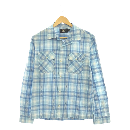 RRL / 더블 아트 엘 | CARTER CAMP SHIRT 네이티브 체크 오픈 컬러 셔츠 | S | 블루 | 남성