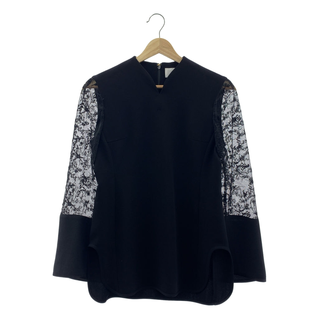 Mame Kurogouchi / 마메쿠로고우치 | 2024AW | Acetate Polyester Floral Lace-Sleeve Shirt / 레이스 슬리브 셔츠 블라우스 | 1 |