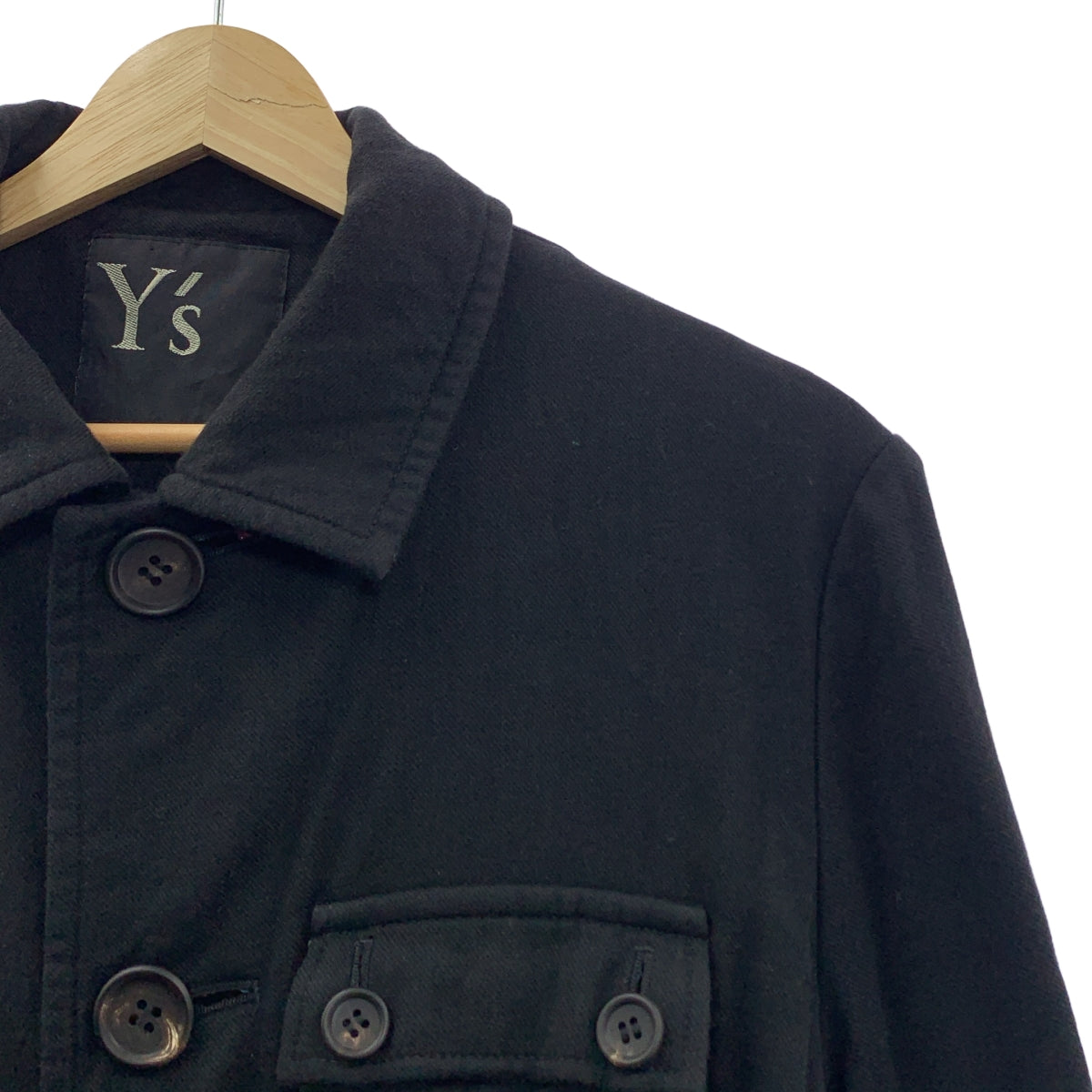 Y's / Y's Yohji Yamamoto | 棉質羊毛立領束帶大衣 | 尺寸 1 | 黑色 | 女款