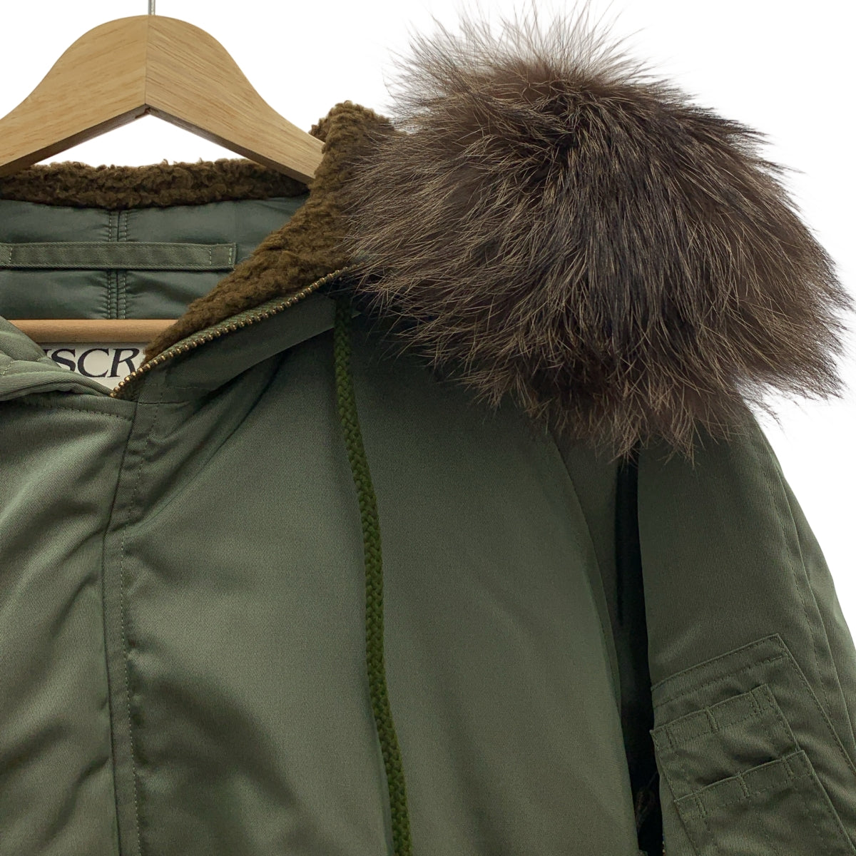 INSCRIRE / 안스쿠리아 | 군사 비행 오버 블루존 재킷 후디 / 착탈가능한 모피 | 36 | 여성