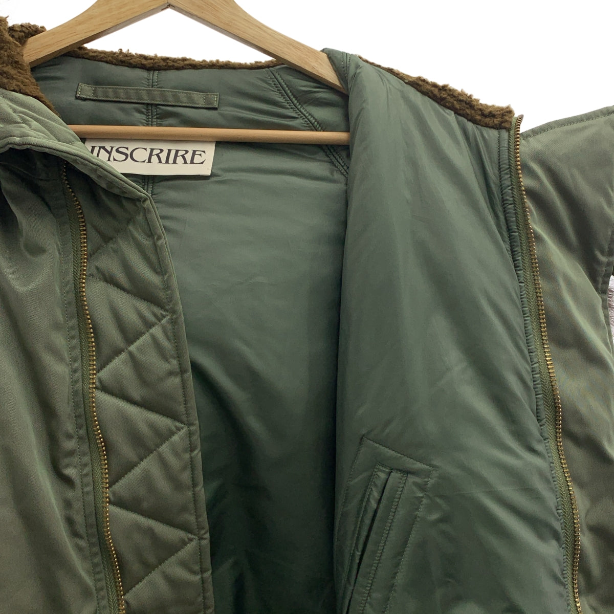 INSCRIRE / 안스쿠리아 | 군사 비행 오버 블루존 재킷 후디 / 착탈가능한 모피 | 36 | 여성