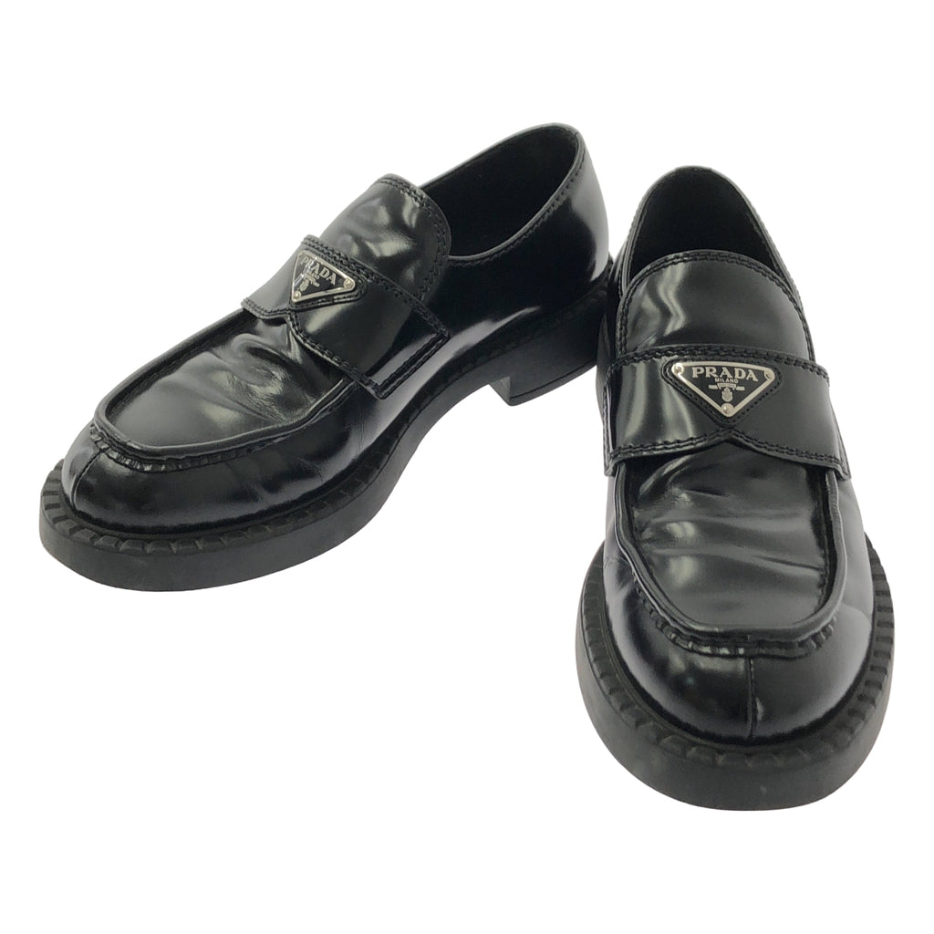 PRADA / プラダ | トライアングルロゴプレート チョコレート ブラッシュドレザー ローファー | 8 1/2 | メンズ