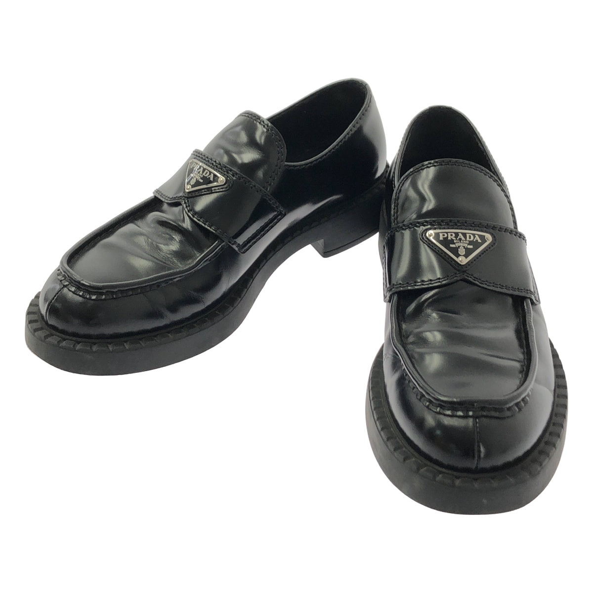 PRADA / プラダ | トライアングルロゴプレート チョコレート ブラッシュドレザー ローファー | 8 1/2 | メンズ