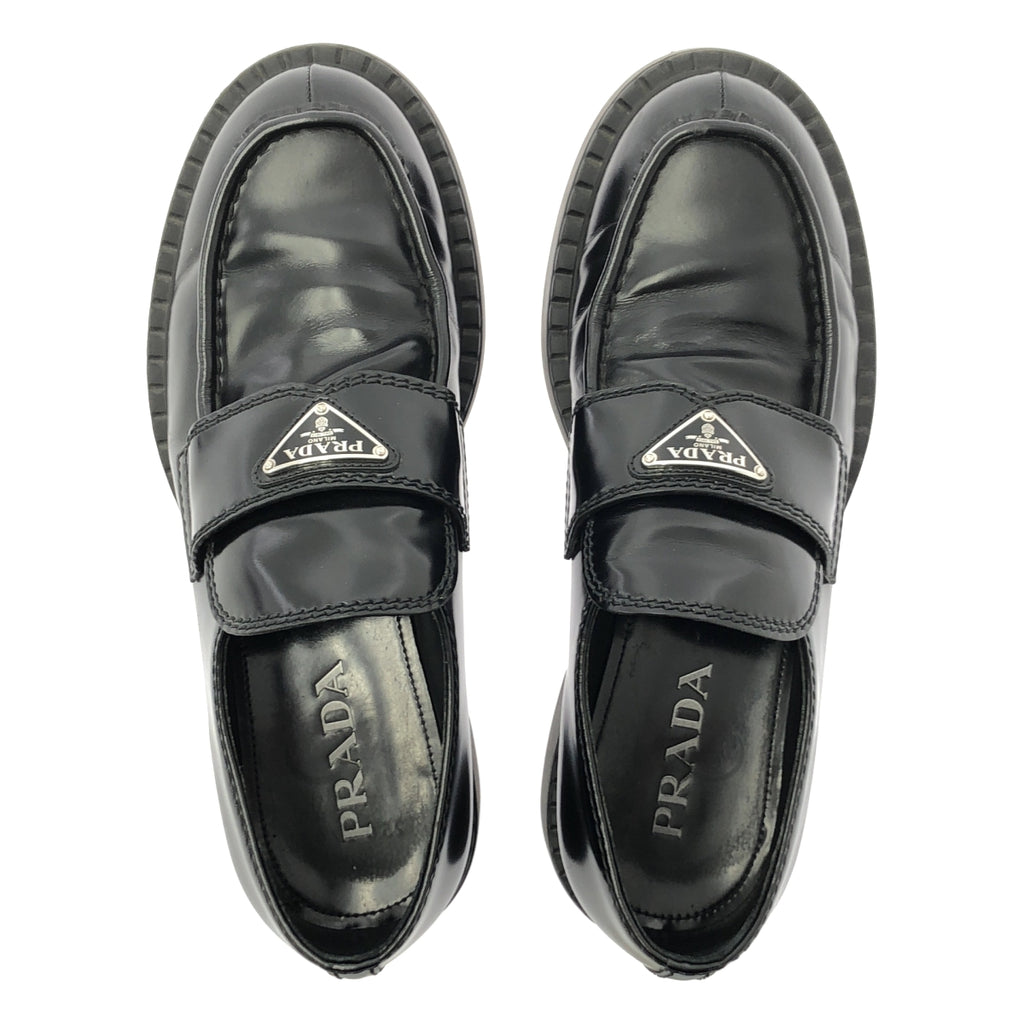 PRADA / プラダ | トライアングルロゴプレート チョコレート ブラッシュドレザー ローファー | 8 1/2 | メンズ