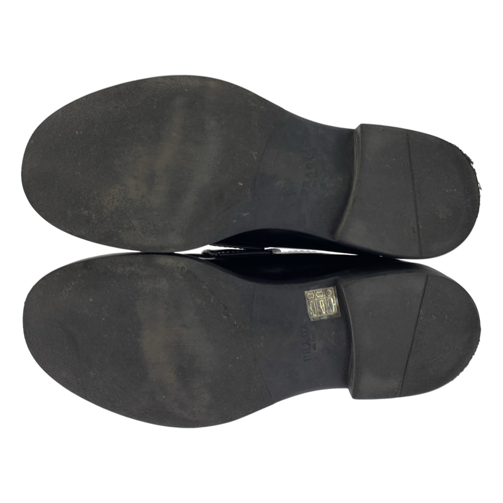 PRADA / プラダ | トライアングルロゴプレート チョコレート ブラッシュドレザー ローファー | 8 1/2 | メンズ