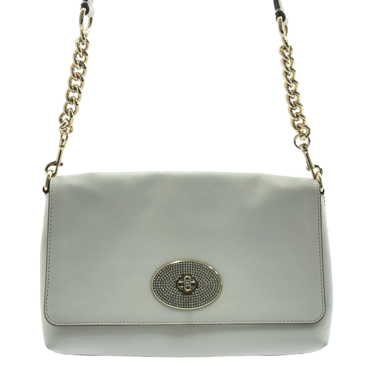 COACH | Leather Stone Chain Shoulder Bag | Ivory | Women's