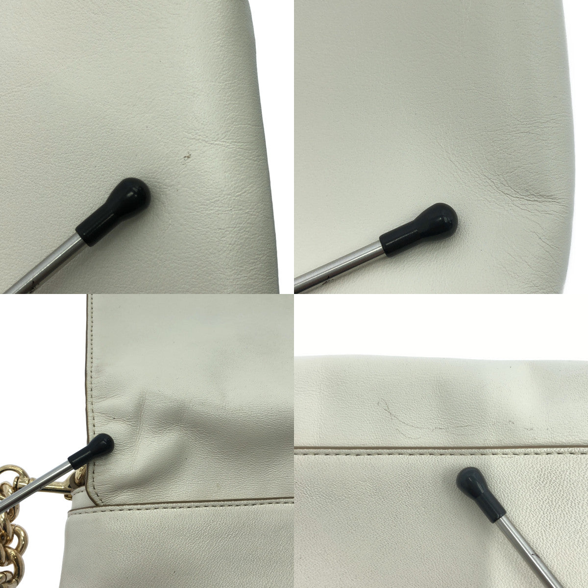 COACH | Leather Stone Chain Shoulder Bag | Ivory | Women's