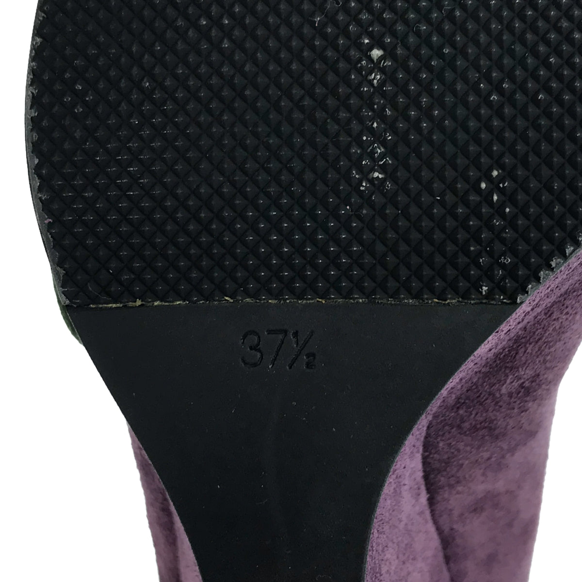 [完好狀態] miu miu |絨面革花卉圖案露趾坡跟鞋 | 37 1/2 |紫色 |女性的