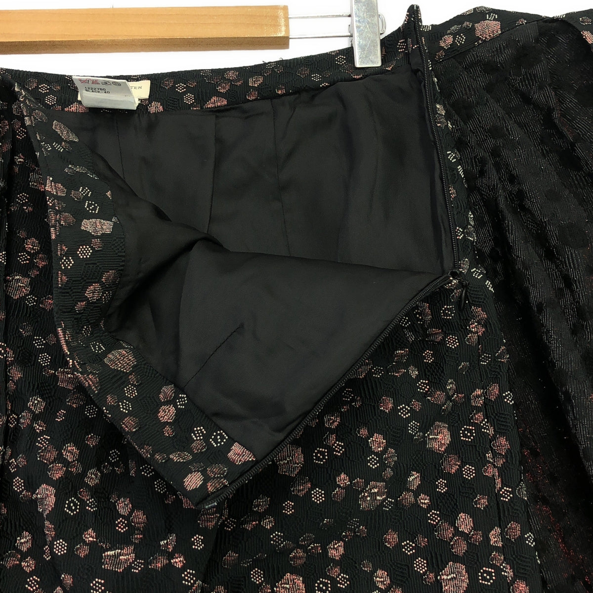 DRIES VAN NOTEN / 드리스 반 노텐 | 자가드 롱 스커트 | 40 | 블랙 / 레드 | 여성