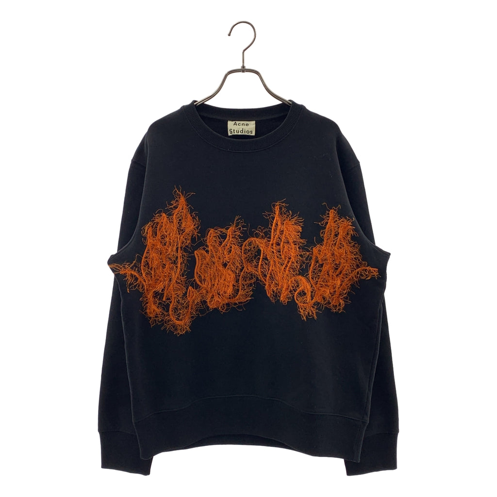 Acne Studios / アクネストゥディオズ | Carly Flame フレイム 刺しゅう スウェット | M | ブラック/オレンジ | メンズ
