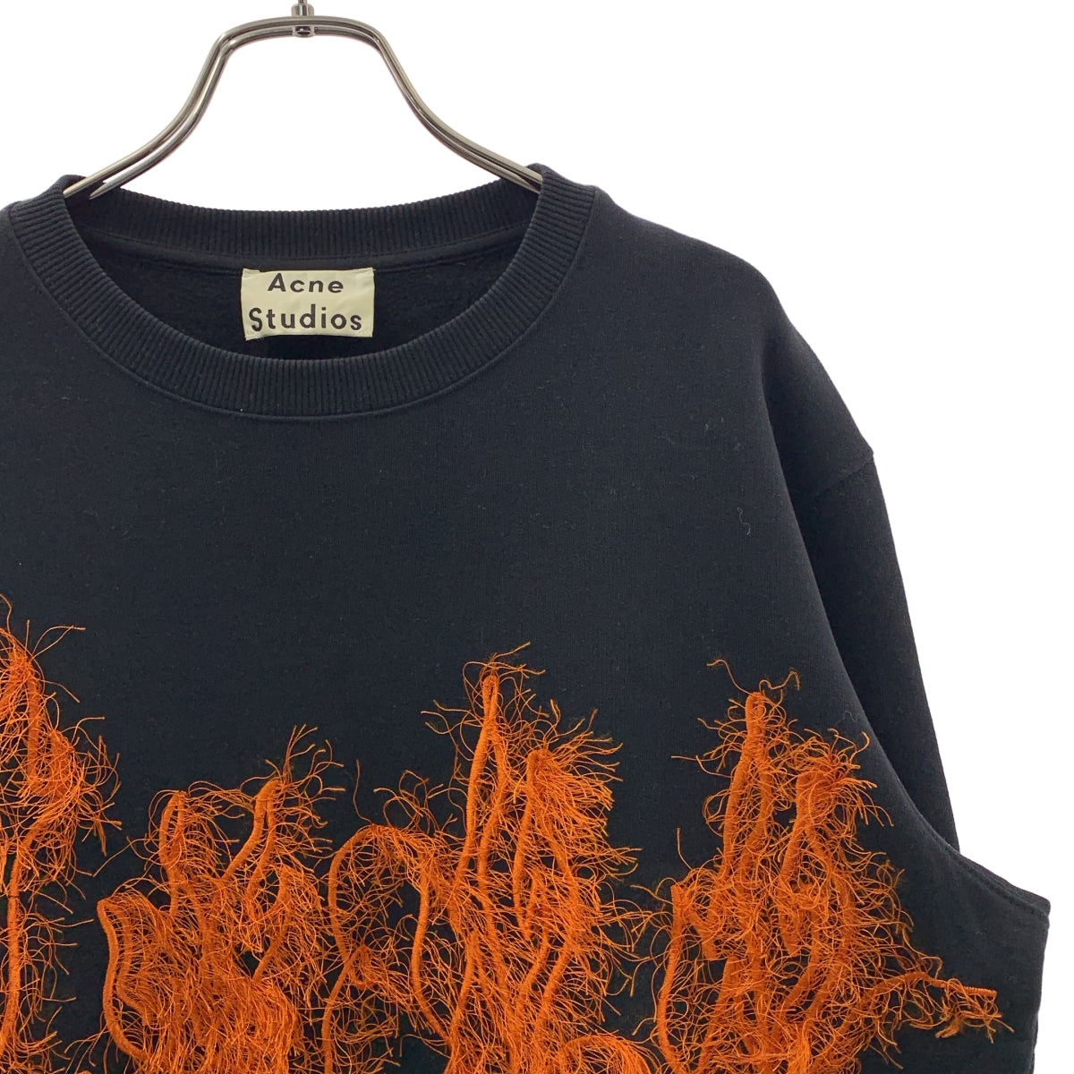Acne Studios / アクネストゥディオズ | Carly Flame フレイム 刺しゅう スウェット | M | ブラック/オレンジ | メンズ