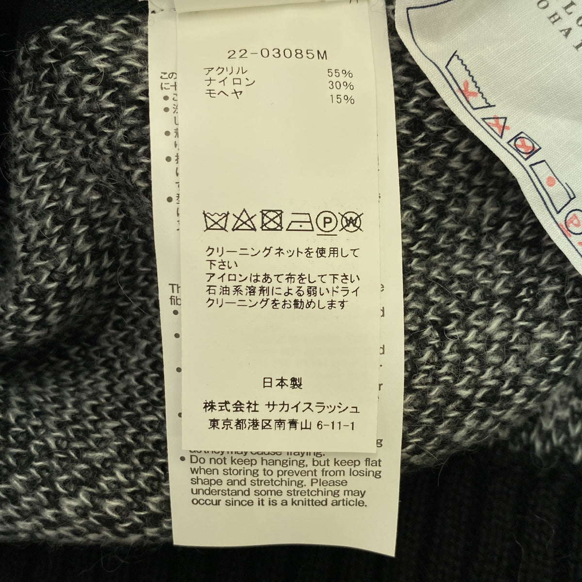 sacai / サカイ | 2022AW | Bandana Jacquard Knit Pullover / モヘヤ ジャガード スリット ニット セーター | 2 | ブラック/グレー | メンズ