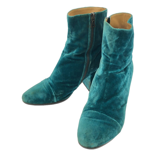 DRIES VAN NOTEN | Velour side zip short boots | 37 | Green | Women's