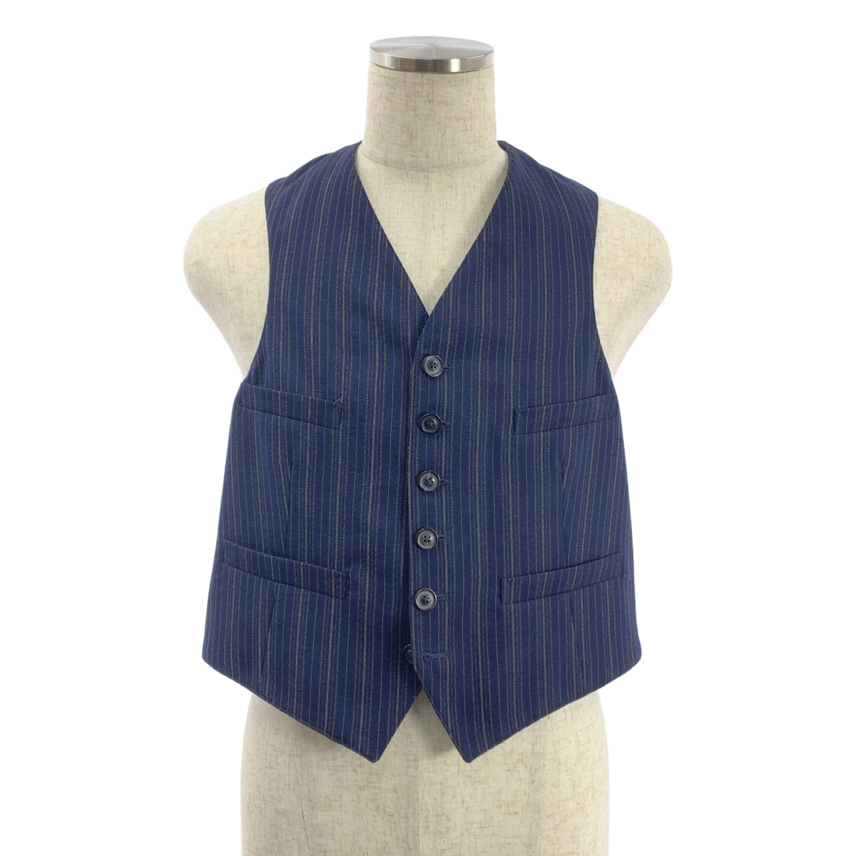 【美品】  Maison Margiela / メゾンマルジェラ | 2018SS | ストライプ ジレ ベスト / 総裏地 | 50 | ネイビー | メンズ